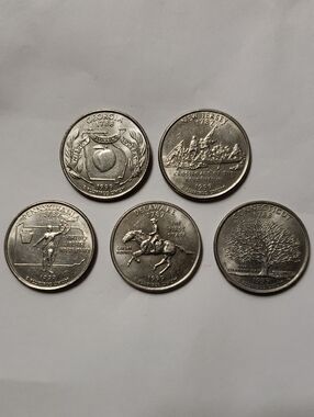 1999 Set of Five US State Quarters - Silver Tone
